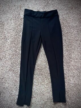 Black Ankle-Length Stretch Casual Pants